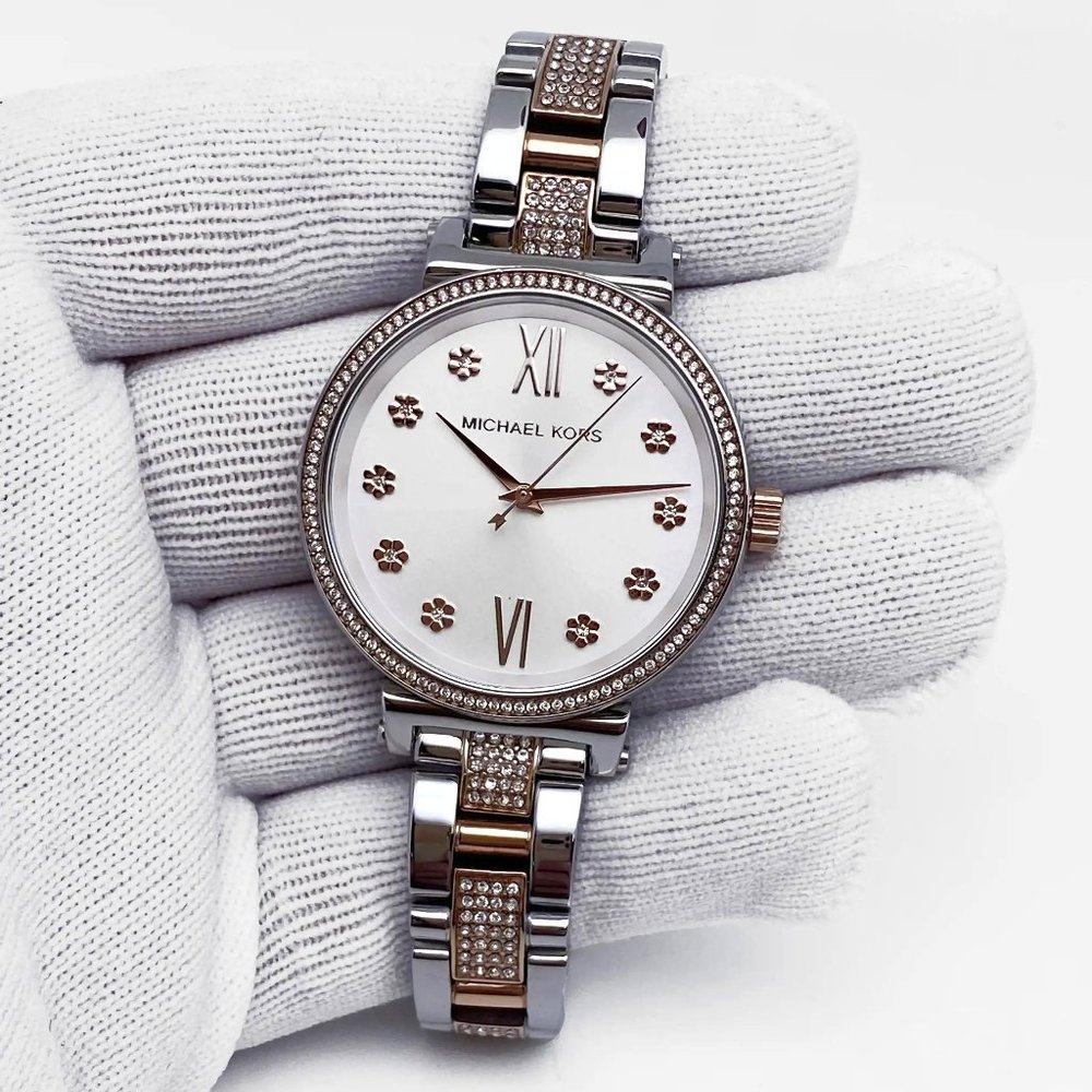 Michael Kors Sofie Chrystal Stainless Steel Silver Dial Ladies Watch MK3880